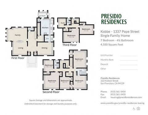 Floor plan for 7 beds, 4.5 baths, 4100 sqft